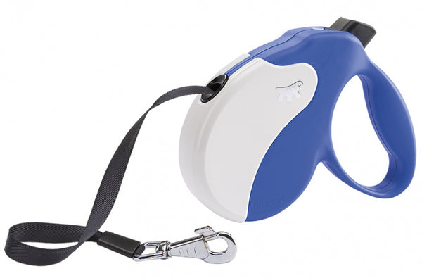 FERPLAST HONDENRIEM ROLLIJN AMIGO TAPE BLAUW / WIT M 5 MTR
