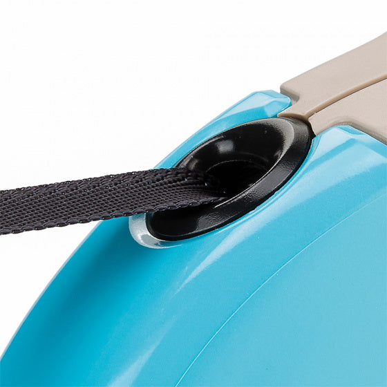 FERPLAST HONDENRIEM ROLLIJN AMIGO TAPE BEIGE / TURQUOISE M 5 MTR