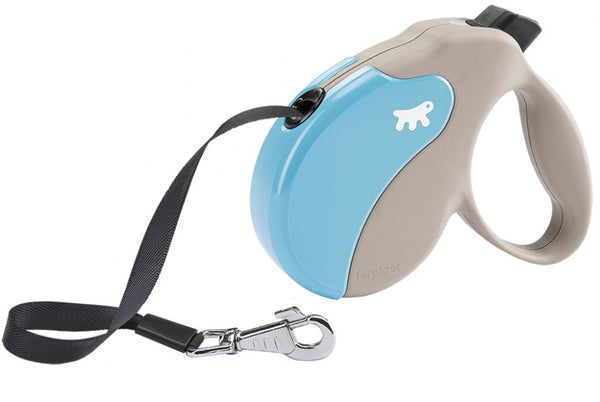 FERPLAST HONDENRIEM ROLLIJN AMIGO TAPE BEIGE / TURQUOISE M 5 MTR