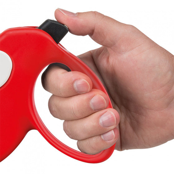 FERPLAST HONDENRIEM ROLLIJN AMIGO TAPE ROOD / WIT M 5 MTR