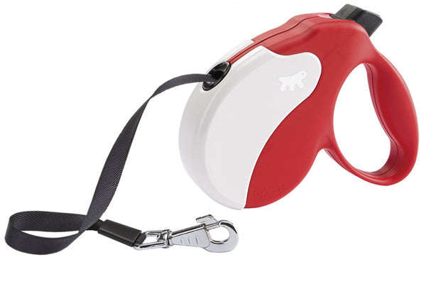 FERPLAST HONDENRIEM ROLLIJN AMIGO TAPE ROOD / WIT M 5 MTR