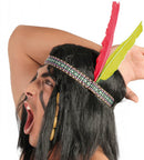 hoofdband polyester/veren rood/geel one-size