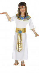 jurk Cleopatra meisjes polyester wit mt 5-6 jaar