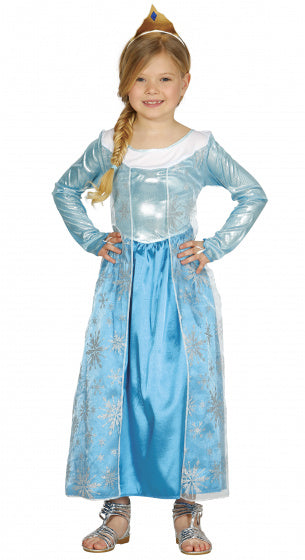 jurk ijsprinses polyester blauw maat 5-6 jaar