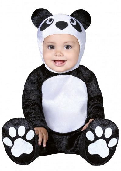 onesie panda junior polyester zwart mt 6-12 maanden
