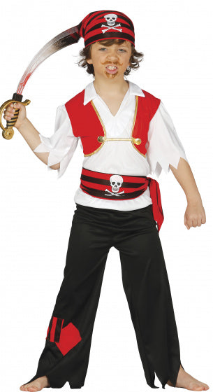 piratenpak jongens polyester rood mt 10-12 jaar