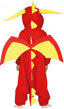 verkleedonesie draak jongens rood/geel mt 140/146