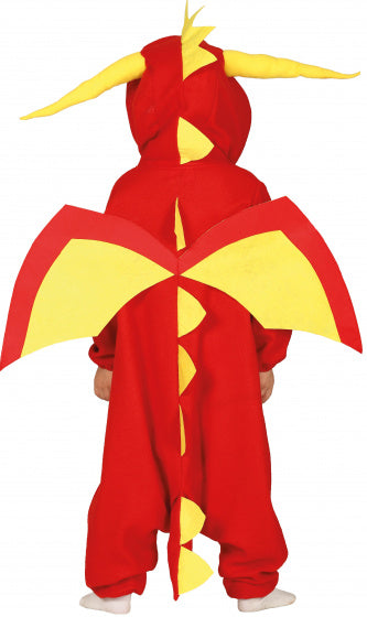 verkleedonesie draak jongens rood/geel mt 140/146