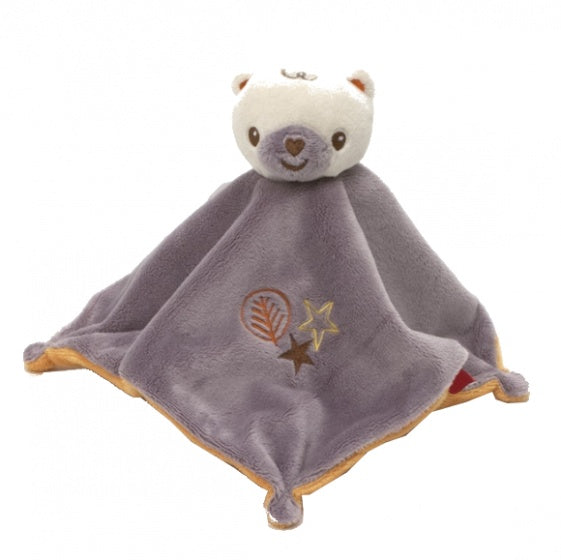 knuffeldoekje met rammelaar beer 28 cm grijs