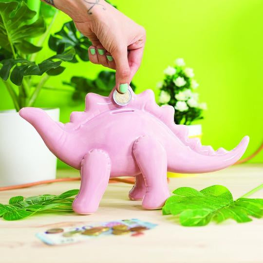 spaarpot Stegosaurus 35 x 18 cm keramiek roze