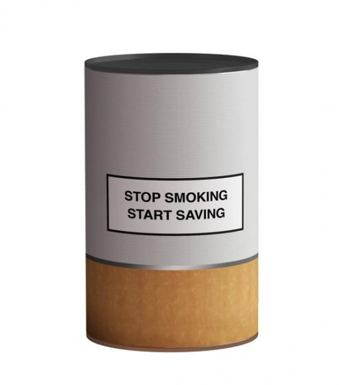 spaarpot Stop Smoking 10 x 15 cm staal wit