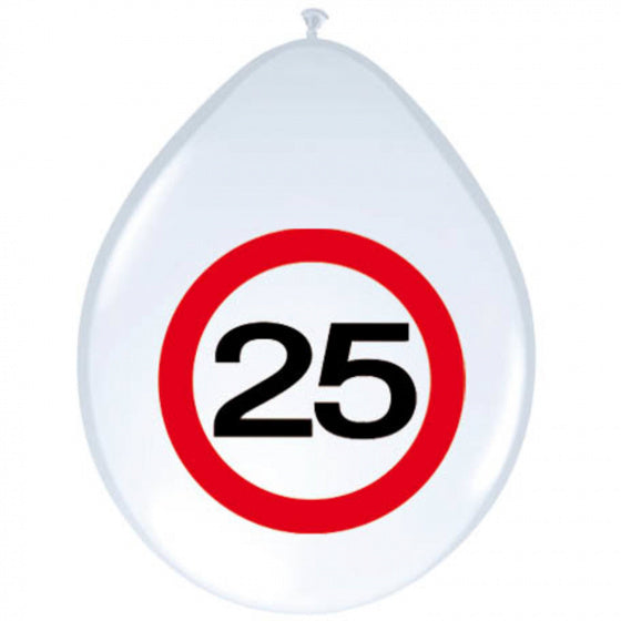 Ballonnen Verkeersbord - 25 jaar, 8st.