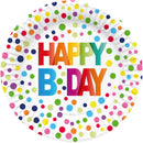 feestborden Happy Bday 23 cm karton 8 stuks