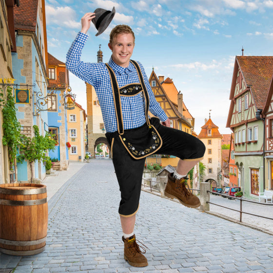 lederhosen heren polyester zwart maat M/L