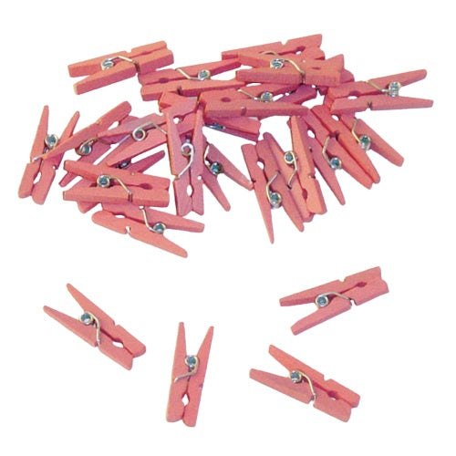 miniwasknijpers junior 2,5 x 0,7 cm hout roze 24 stuks