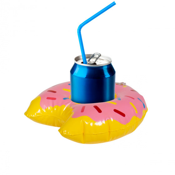 opblaasbare bekerhouder donut 13 x 20 cm geel/roze