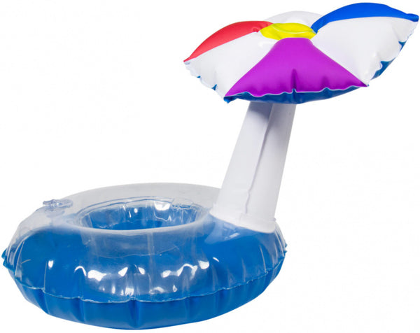 opblaasbare bekerhouder parasol 18 x 22 cm blauw/wit