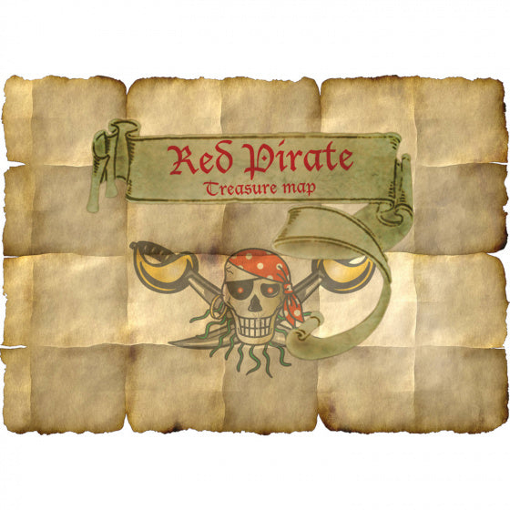 schatkaart Red Pirate 9,5 x 3 cm papier bruin 4 stuks
