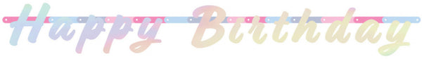 slinger parelmoer Happy Birthday 1,3 m papier blauw/wit