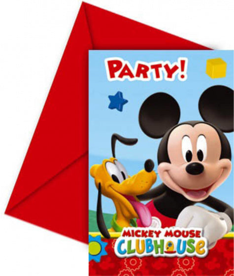 Uitnodigingen Mickey Mouse, 6st.