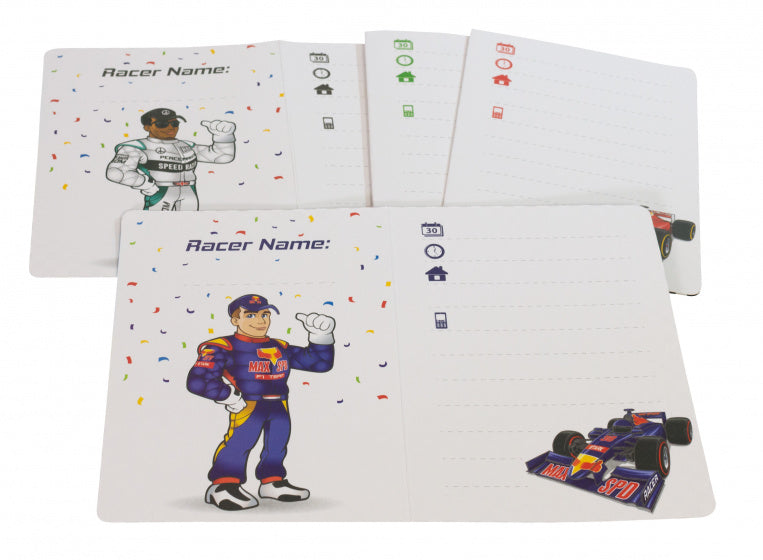 uitnodigingskaarten Formule 1 junior papier blauw 16-delig