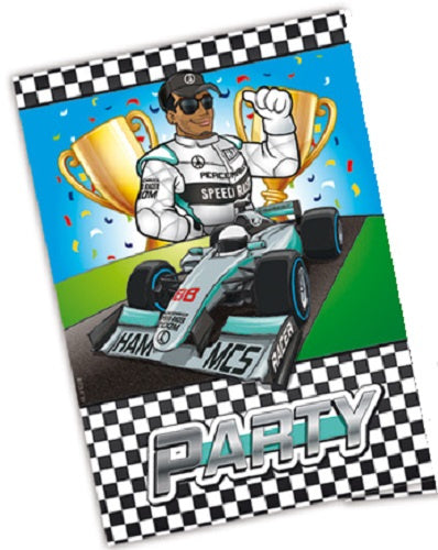 uitnodigingskaarten Formule 1 junior papier zilver 16-delig