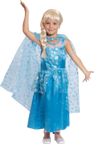 verkleedjurk ijsprinses meisjes blauw/zilver maat 116-134
