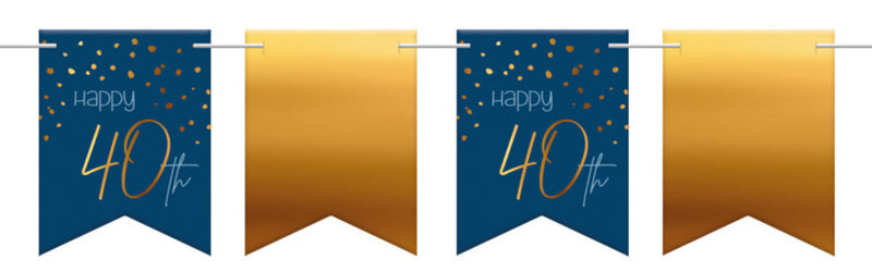 vlaggenlijn Elegant 40 Jaar papier blauw/goud 6 meter