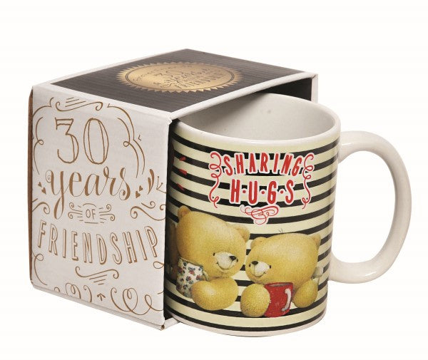 mok 'Sharing Hugs' gestreept keramiek