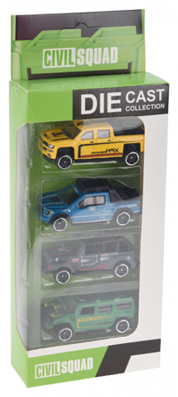 auto's junior 7 cm RVS/ABS 4 stuks