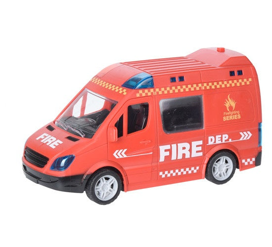 brandweer bus met licht en geluid 21 cm rood