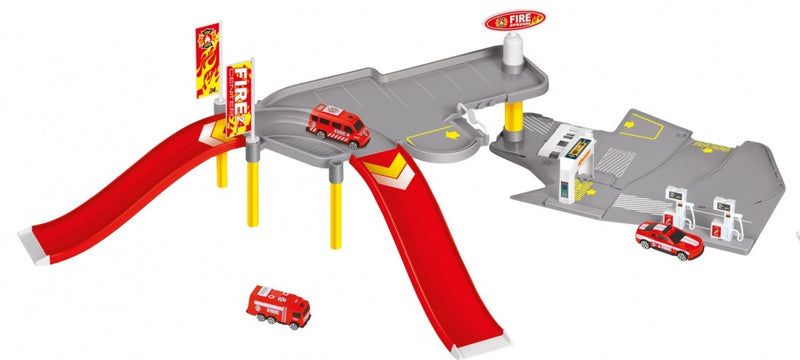 brandweergarage incl. 5 voertuigen blauw