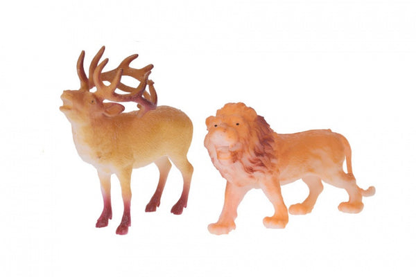 dierenset 2-delig leeuw en damhert 8 cm