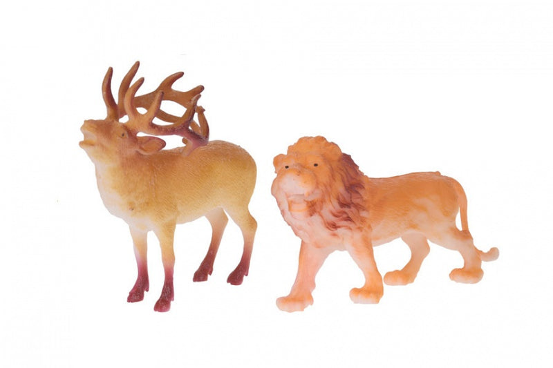 dierenset 2-delig leeuw en damhert 8 cm
