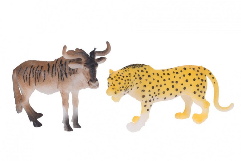 dierenset 2-delig rund en panter 8 cm