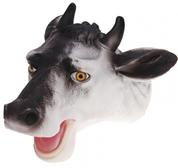 handpop stier 22 cm zwart/wit