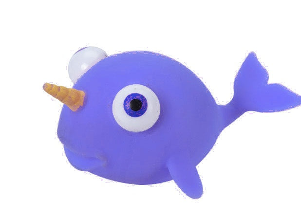 knijpfiguur narwal 13 cm blauw