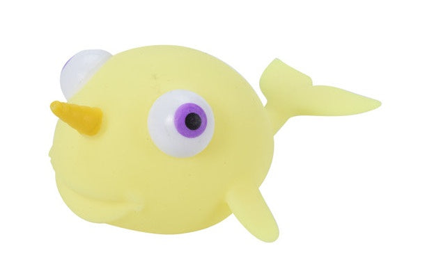 knijpfiguur narwal 13 cm geel