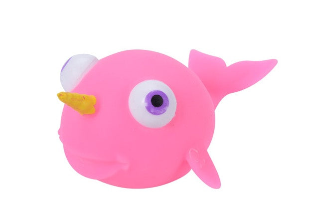 knijpfiguur narwal 13 cm roze