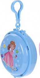 opbergdoosje sleutelhanger prinses 8 cm blauw