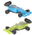 raceauto's 12,5 x 4 cm groen/blauw 2 stuks