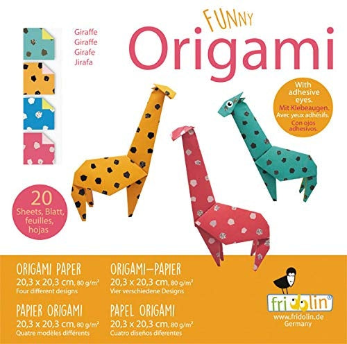 origami Giraffe vouwen 20 x 20 cm 20 stuks multicolor