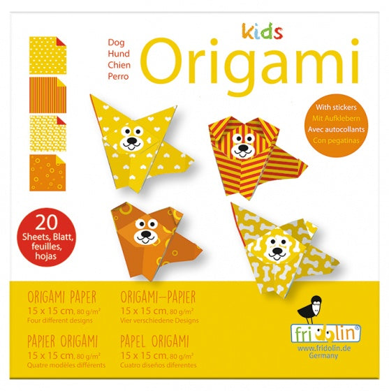 origami Hond vouwen 15 x 15 cm 20 stuks multicolor