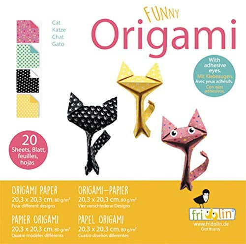 origami Katjes vouwen 20 x 20 cm 20 stuks multicolor