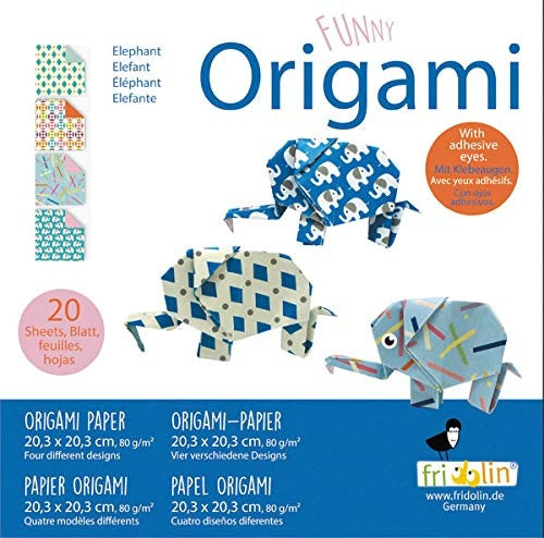 origami Olifant vouwen 20 x 20 cm 20 stuks multicolor