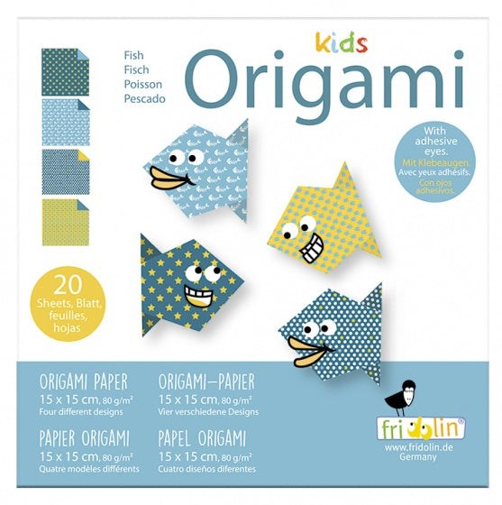 origami Vis vouwen 15 x 15 cm 20 stuks multicolor