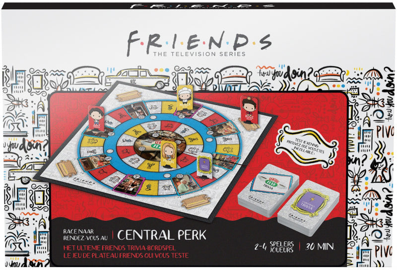trivia-bordspel Race to Central Perk wit/rood 63-delig