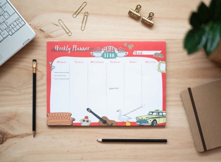 weekplanner 21 x 29,7 cm A4 papier rood/wit 54 vellen