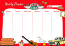 weekplanner 21 x 29,7 cm A4 papier rood/wit 54 vellen