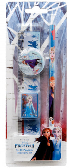schrijfwarenset meisjes 15 cm blauw/wit 4-delig